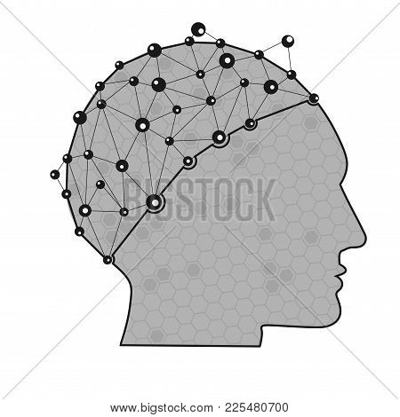 Graphic Of Scientific Head, Human Brain Analysis