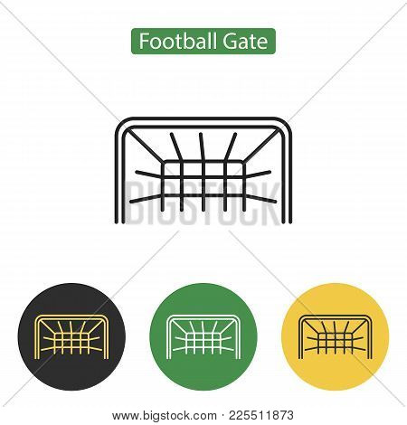 Soccer Gate Icon. Gate Frame Soccer Or Football Equipment. Sport Accessories Collection For Info Gra