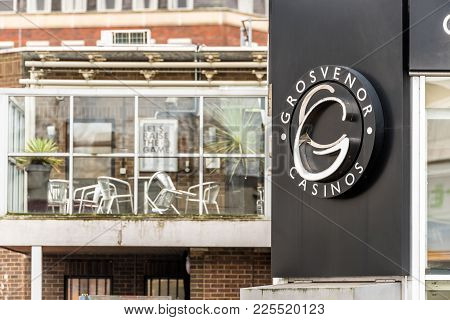 Northampton Uk January 05 2018: Grosvernor Casinos Logo Sign Stand.