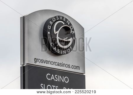 Northampton Uk January 05 2018: Grosvernor Casinos Logo Sign Stand.