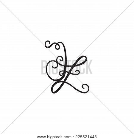 Handwritten Monogram Jz Icon, Logo With Swirls Isolated On White Background