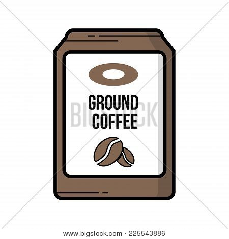 Ground Coffee Bag Vintage Vector Icon Outline