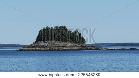 A Very Small Island Formed By Glaciers In Frenchman Bay, Bar Harbor Maine.