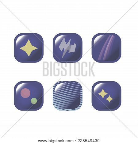 Blue Square Space Buttons With Dark Blue And Blue Stripes