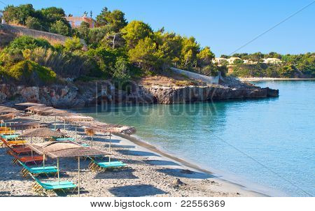 Pláž na ostrově Argostoli Kefalonia v Řecku