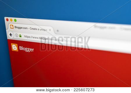 London, Uk - August 7th 2017: The Homepage Of The Official Website For Blogger - The Blog Publishing