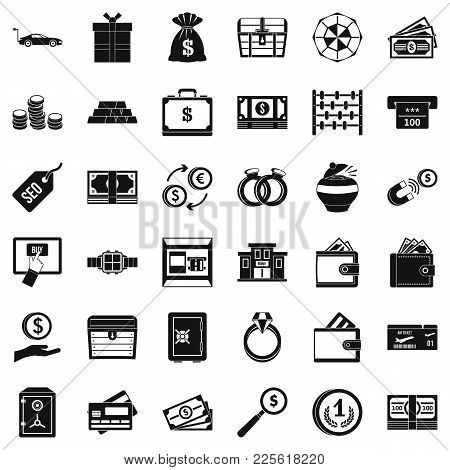 Quantity Of Money Icons Set. Simple Set Of 36 Quantity Of Money Vector Icons For Web Isolated On Whi