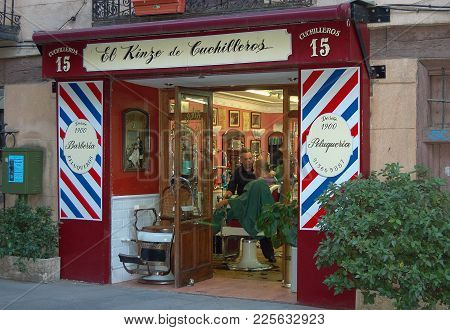 The Kinze De Cuchilleros Is A Traditional Barbershop Since 1900 In The Heart Of Madrid, Spain - 28 S