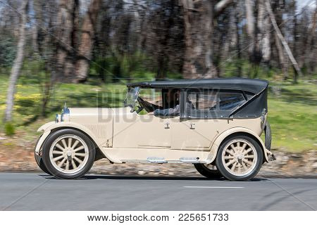 Adelaide, Australia - September 25, 2016: Vintage 1924 Dodge Tourer Driving On Country Roads Near Th