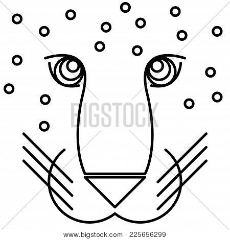 Geometric Image Of A Leopard. Isolated Line Art.