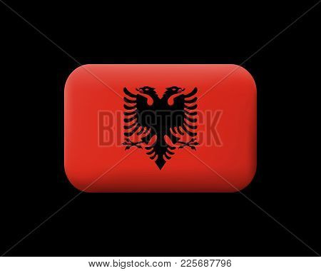 Flag Of Albania. Matted Vector Icon And Button. Rounded