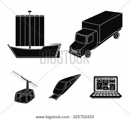 The Truck, The Boat, The Subway, The Funicular Modes Of Transport. Transport Set Collection Icons In