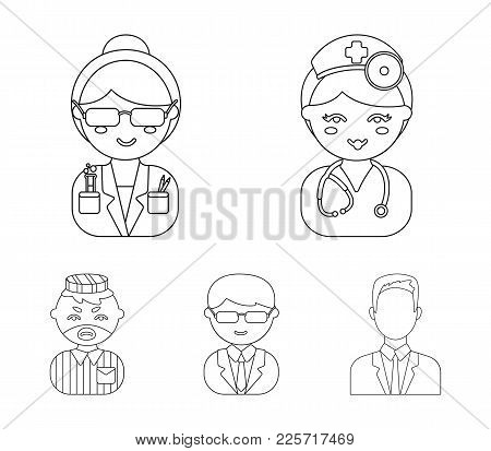 Doctor, Scientist, Businessman, Prisoner.profession Set Collection Icons In Outline Style Vector Sym