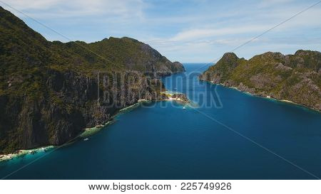 Tropical Islands, Aerial View. Aerial View: Sea And The Tropical Islands. Tropical Bay In El Nido. A