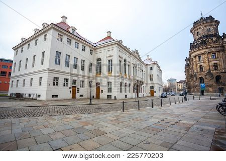 22.01.2018 Dresden, Germany - Historic Old Building Of Police Department In Dresden, Saxony
