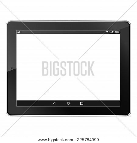 Tablet Computer Isolated In A White Background And White Screen. To Present Your Application. Create