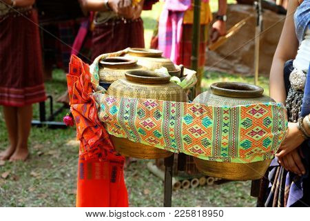Golden Color Jars Used For Musical Percussion Instruments In Northeast Region In Thailand