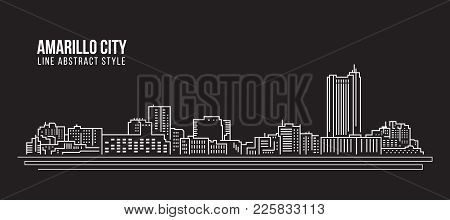 Cityscape Building Line Art Vector Illustration Design - Amarillo City