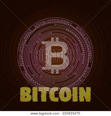 Abstract Glitch Bitcoin. Crypto Currency Pixels Coin Bitcoin Symbol. Vector Illustration.