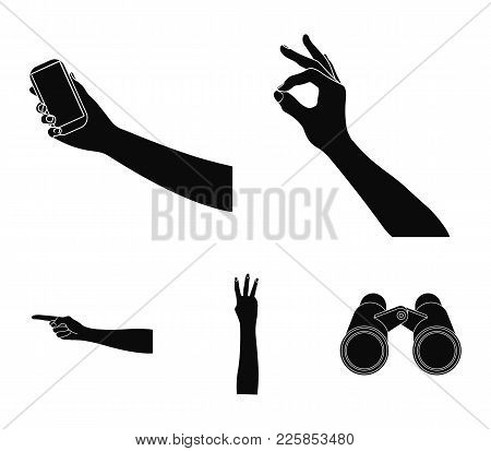 Sign Language Black Icons In Set Collection For Design.emotional Part Of Communication Vector Symbol