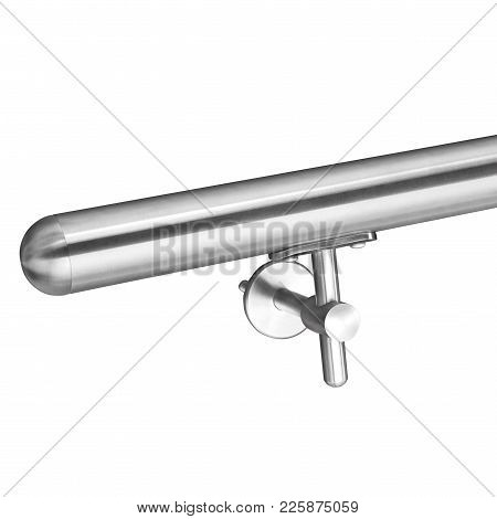 Modern Handrail Stainless Steel detail isolated on white Background