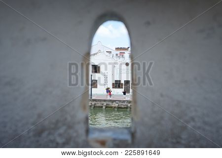 Malacca, Malaysia - February 04, 2018: Tourists Making Photo For Memories On Street. View Fromsmall 
