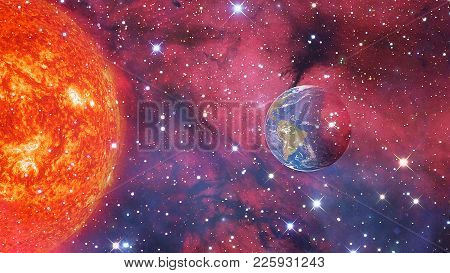 The Big Sun And The Beautiful Earth In The Galaxy