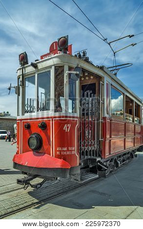 Istanbul, Turkey - May 05, 2014: Nostalgic Tram Is The Heritage Tramway System. It Was Re-establishe