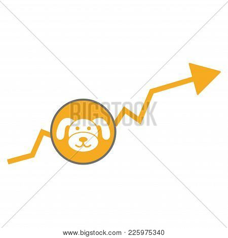 Puppycoin Growing Trend Flat Vector Illustration. An Isolated Illustration On A White Background.