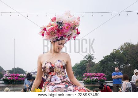 Chiangmai, Thailand - February 3: Beautiful Women On The Parade In Annual 42Th Chiang Mai Flower Fes