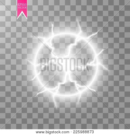 Transparent Light Effect Of Electric Ball Lightning. Magic Plasma Ball.vector Illustration. Eps 10.