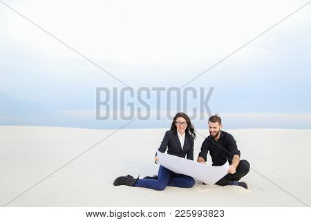 Economists Brother And Sister Decide To Start Business, Relatives Planning Shopping Center. Bearded 