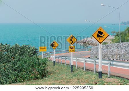 Label Signal Traffic On The Road Travel Noen Nangphaya View Point Kung Wiman Beach