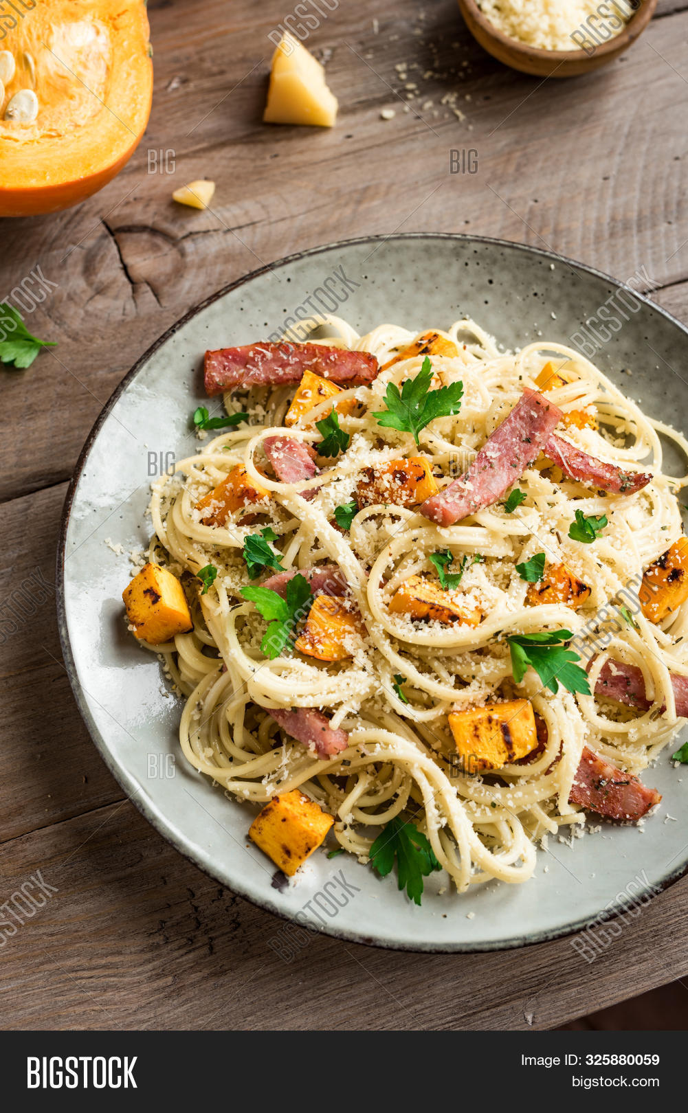 Pumpkin Bacon Pasta Image Photo Free Trial Bigstock
