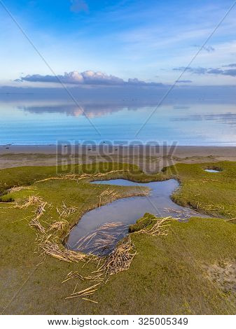Erosion Hole At Dutch Coast Of Wadden Sea At Punt Van Reide In Dollard Inlet, Groningen Netherlands