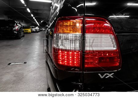 Novosibirsk, Russia - September 29, 2019:  Close-up, The Back Of The Car Is A Headlight, A Bumper, A