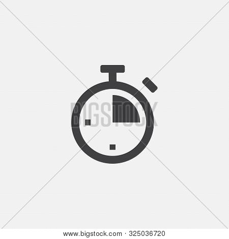 Time Flat Icon Design Template, Stopwatch Logo Icon Vector In Grey Background, Timer Symbol, Vector 