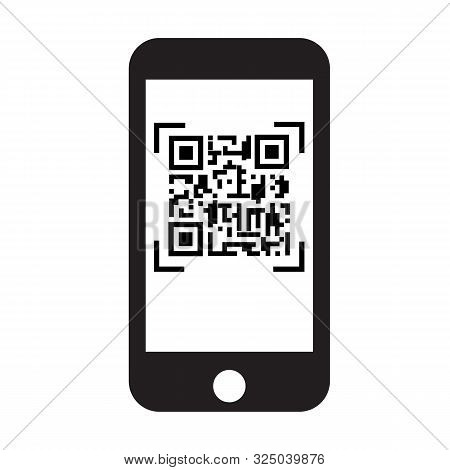 Scan Qr Code With Mobile Phone Icon On White Background. Flat Style. Qr Code On Mobile Phone Symbol.