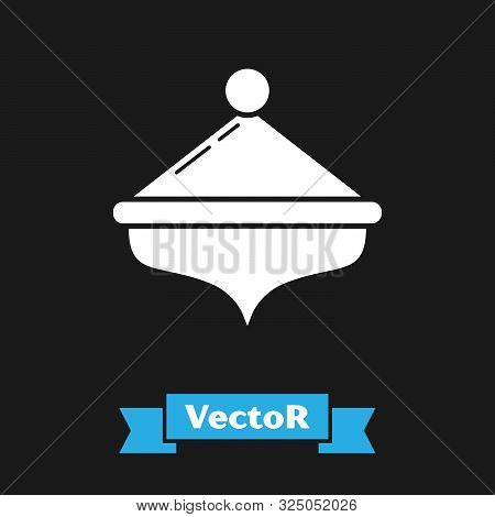 White Hanukkah Dreidel Icon Isolated On Black Background. Vector Illustration