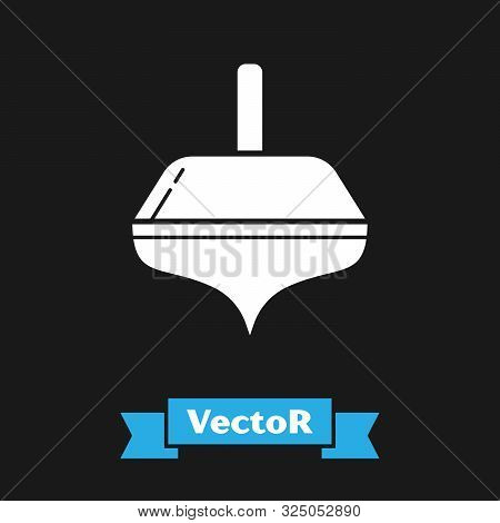 White Hanukkah Dreidel Icon Isolated On Black Background. Vector Illustration