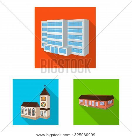 Vector Design Of Facade And Housing Logo. Set Of Facade And Infrastructure Stock Symbol For Web.