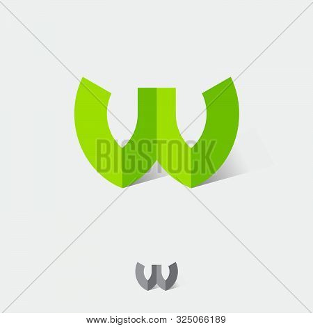 W Monogram. W Origami Logo. W Letter Like Folded Paper On A Light Background. Abstract Symbol.