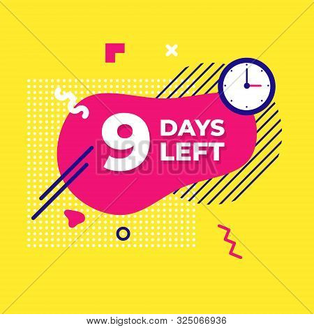 Sale Countdown Liquid Abstract Elements Nine Days Left Sign Vector Illustration Isolated Symbol Badg