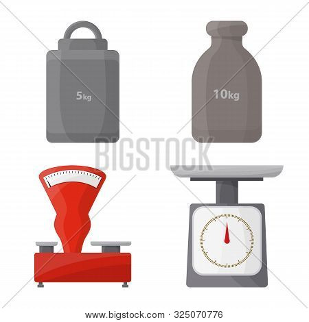Vector Illustration Of Weigher And Balance Sign. Set Of Weigher And Weight Stock Symbol For Web.