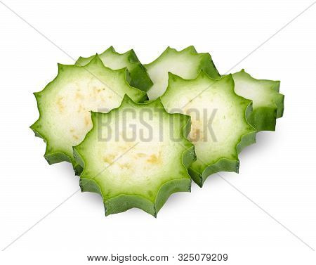 Slice Luffa Acutangula Isolated On White Clipping Path