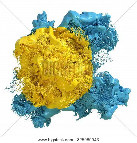 3d Rendering Of A Palau Country Flag In A Liquid Fluid. Isolated On White Background