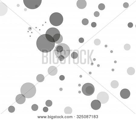 Gray Transparent Bubbles, Circles On A White Background. Bokeh Preset, Design Element To Create Ligh