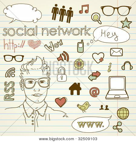 Social media sieci połączeń gryzmoły