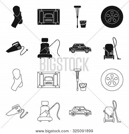 Vector Design Of Carwash And Care Icon. Set Of Carwash And Automotive Stock Vector Illustration.