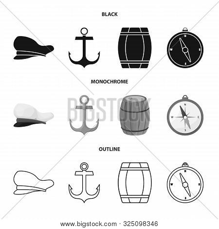 Isolated Object Of Journey And Seafaring Symbol. Collection Of Journey And Vintage Vector Icon For S